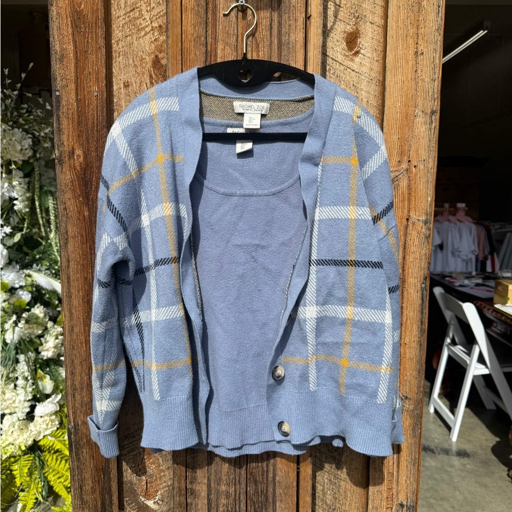 Rachel Zoe Blue Plaid 2-Piece Sweater